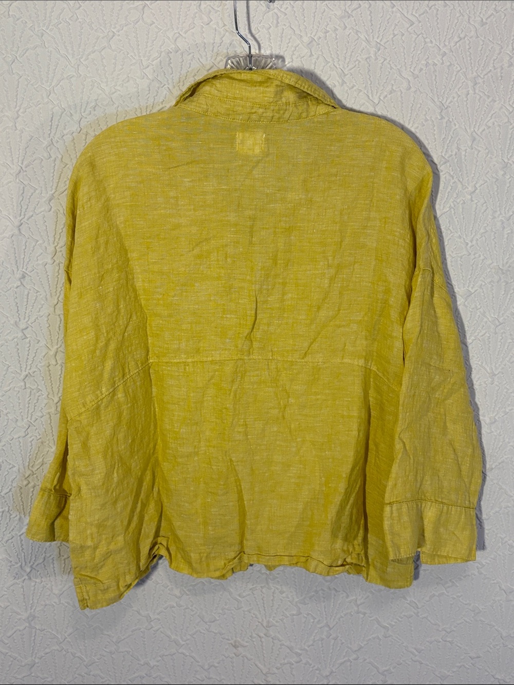 Sigrid Olsen Chartreuse Yellow Green 100% Linen Button-Down Shirt Sophisticated - Picture 5 of 5